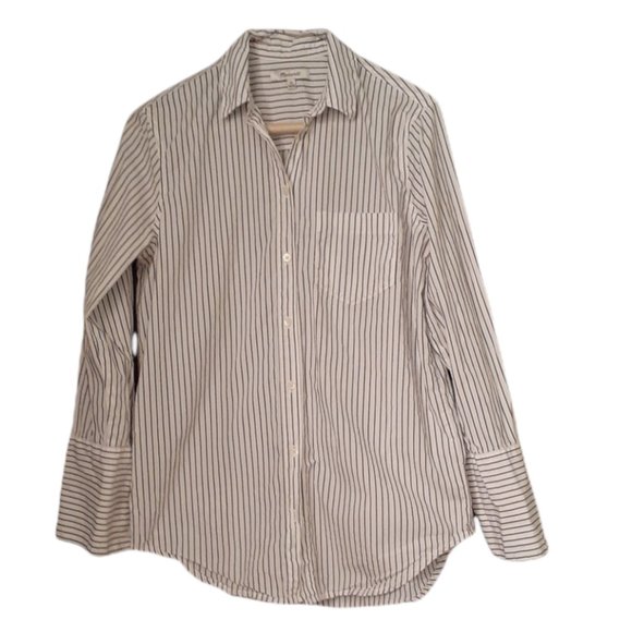 Madewell shirt white w/blue stripes - Picture 1 of 4